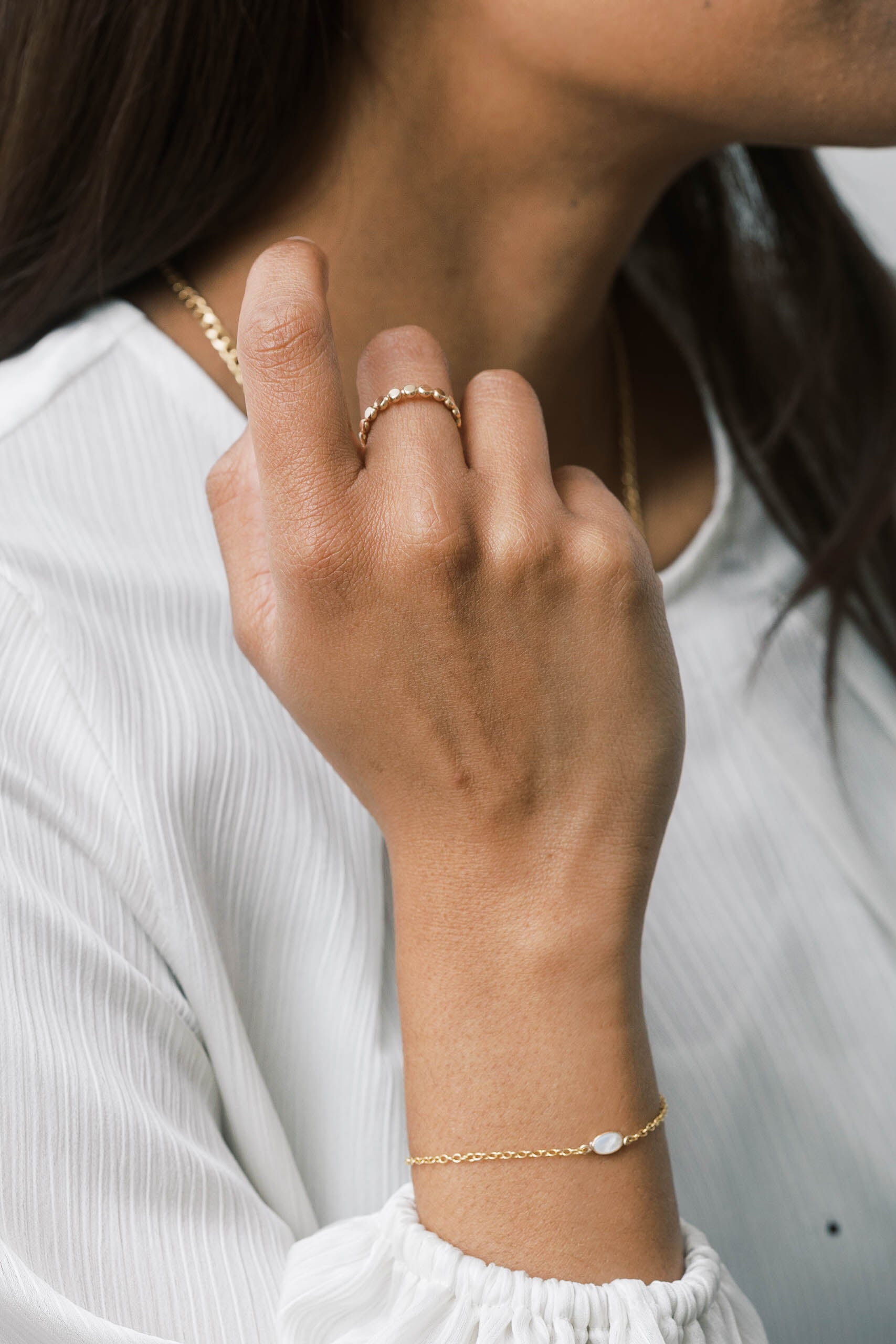 Gold Bracelet with Small Oval Pearl