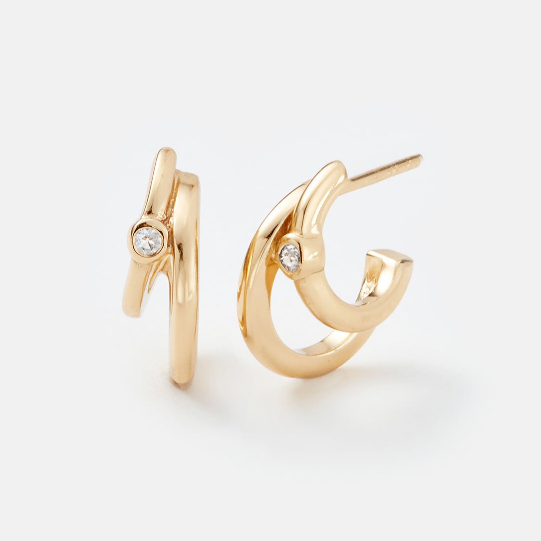 Gold Dynamic Double Hoop Earring