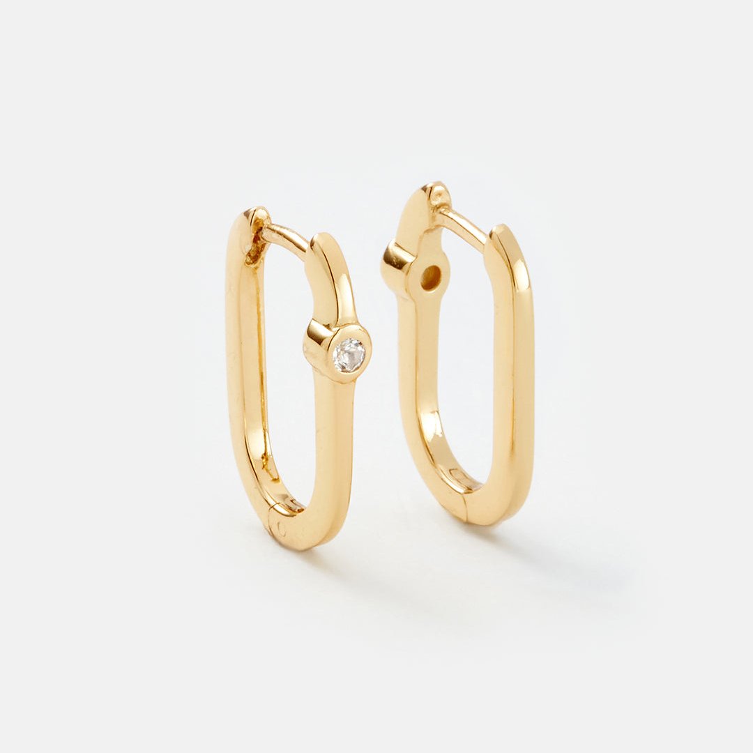 Midi Reversible Hoop with White Topaz