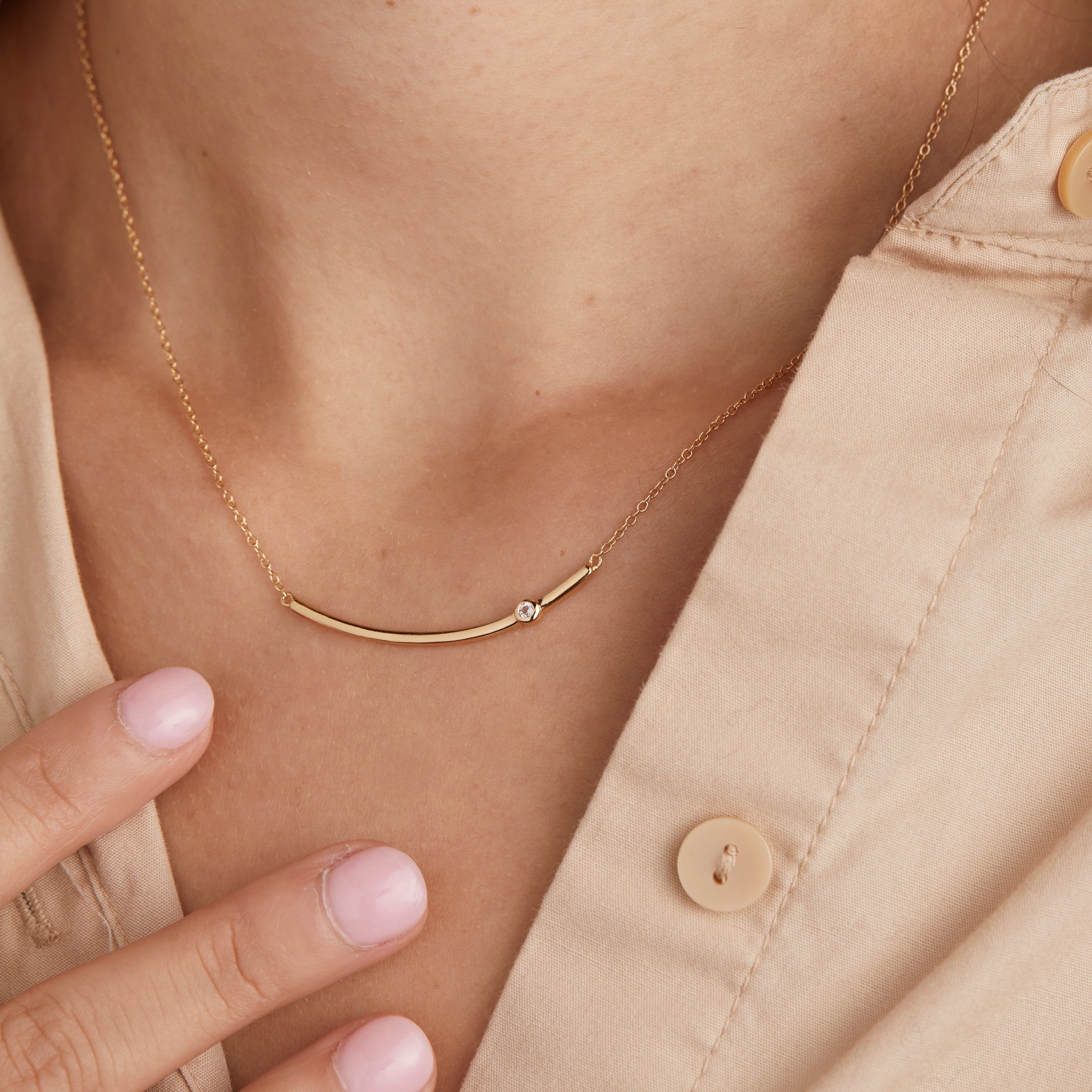 Arc Necklace with White Topaz