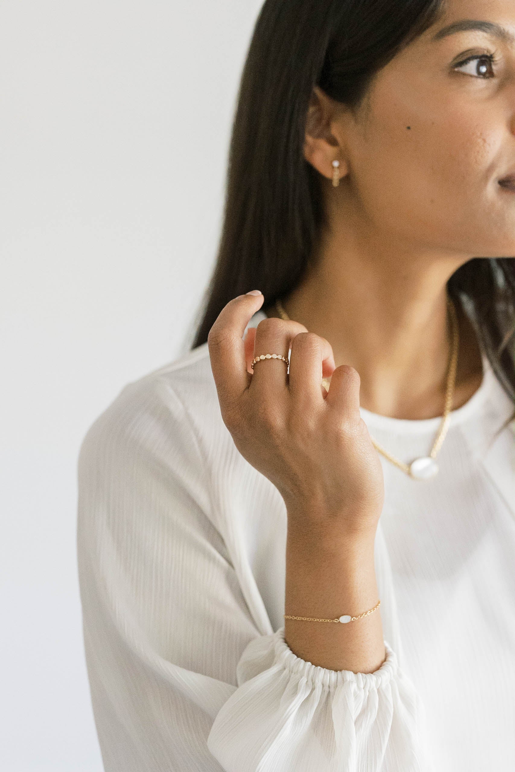 gold beaded ring. Simple modern and minimal aesthetic.