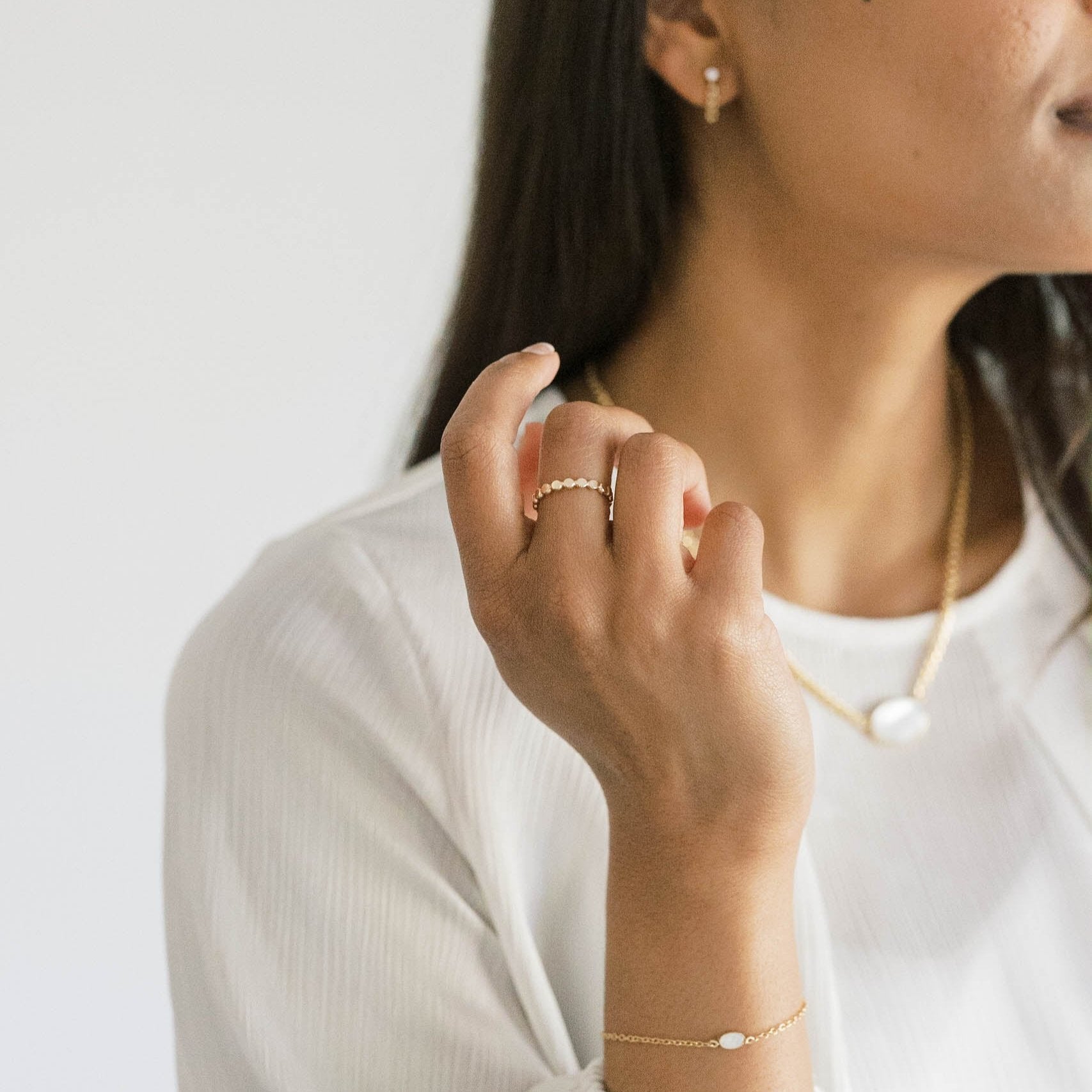 gold beaded ring. Simple modern and minimal aesthetic.