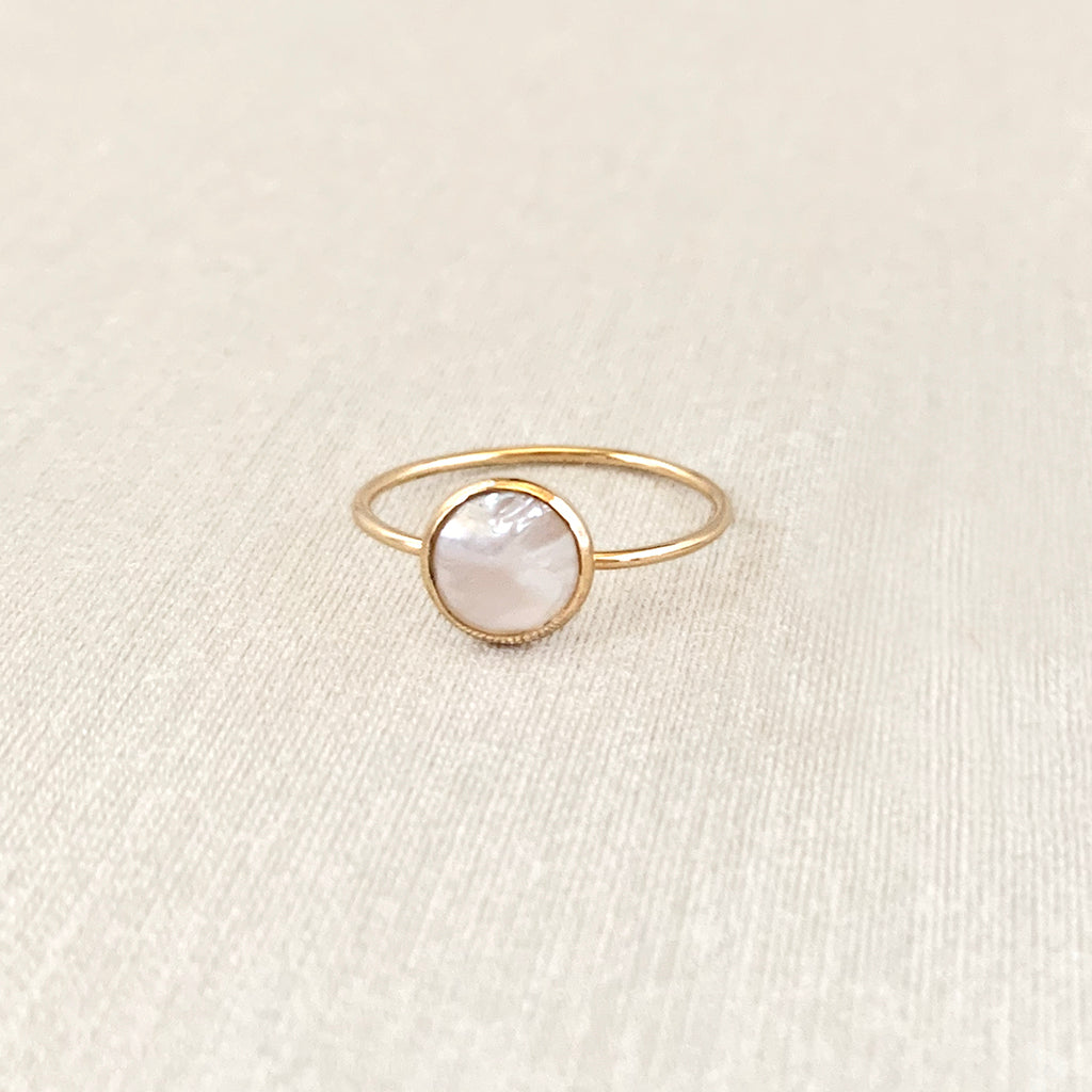 Gold pearl ring perfect for everyday.
