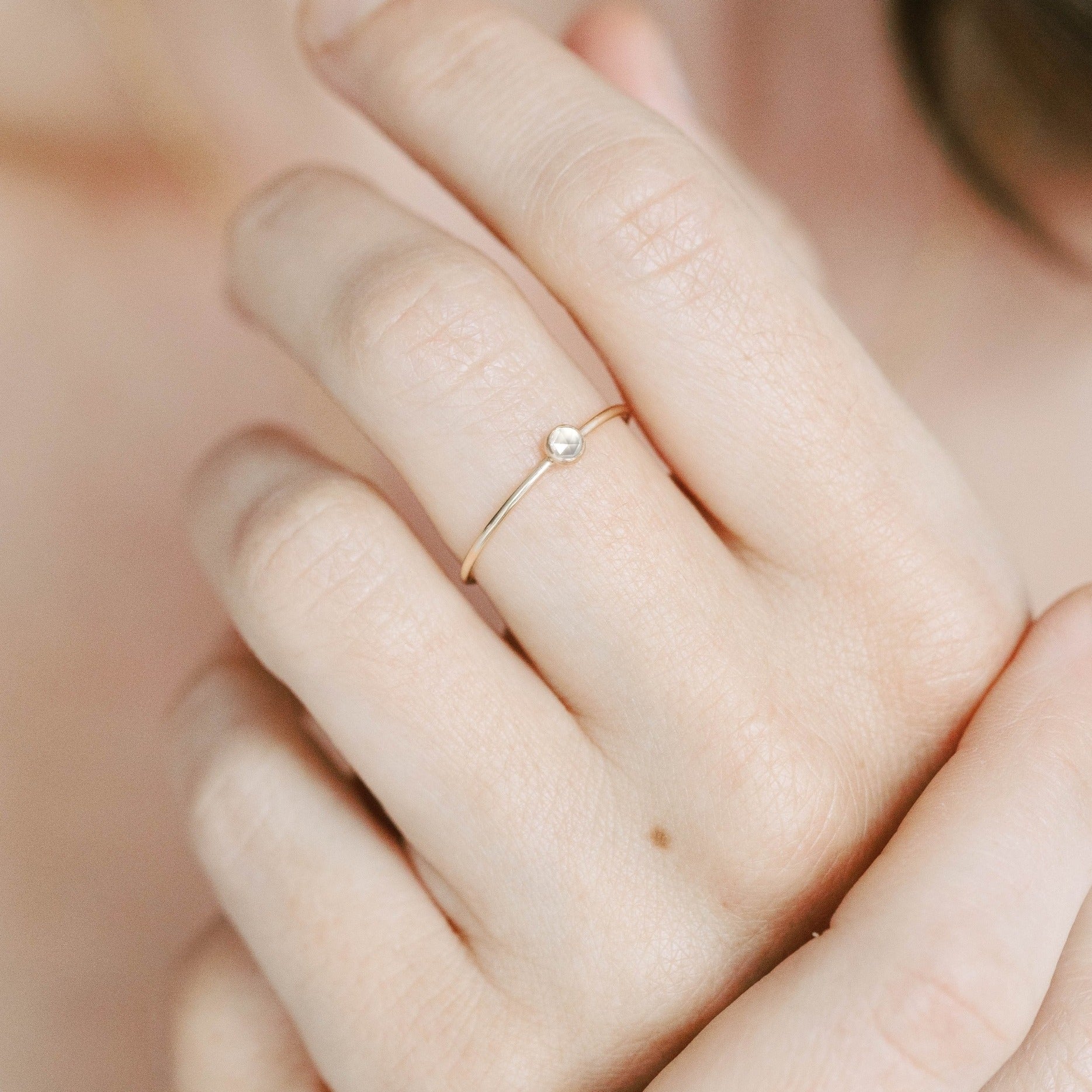 Gold Stacking Ring with White Topaz