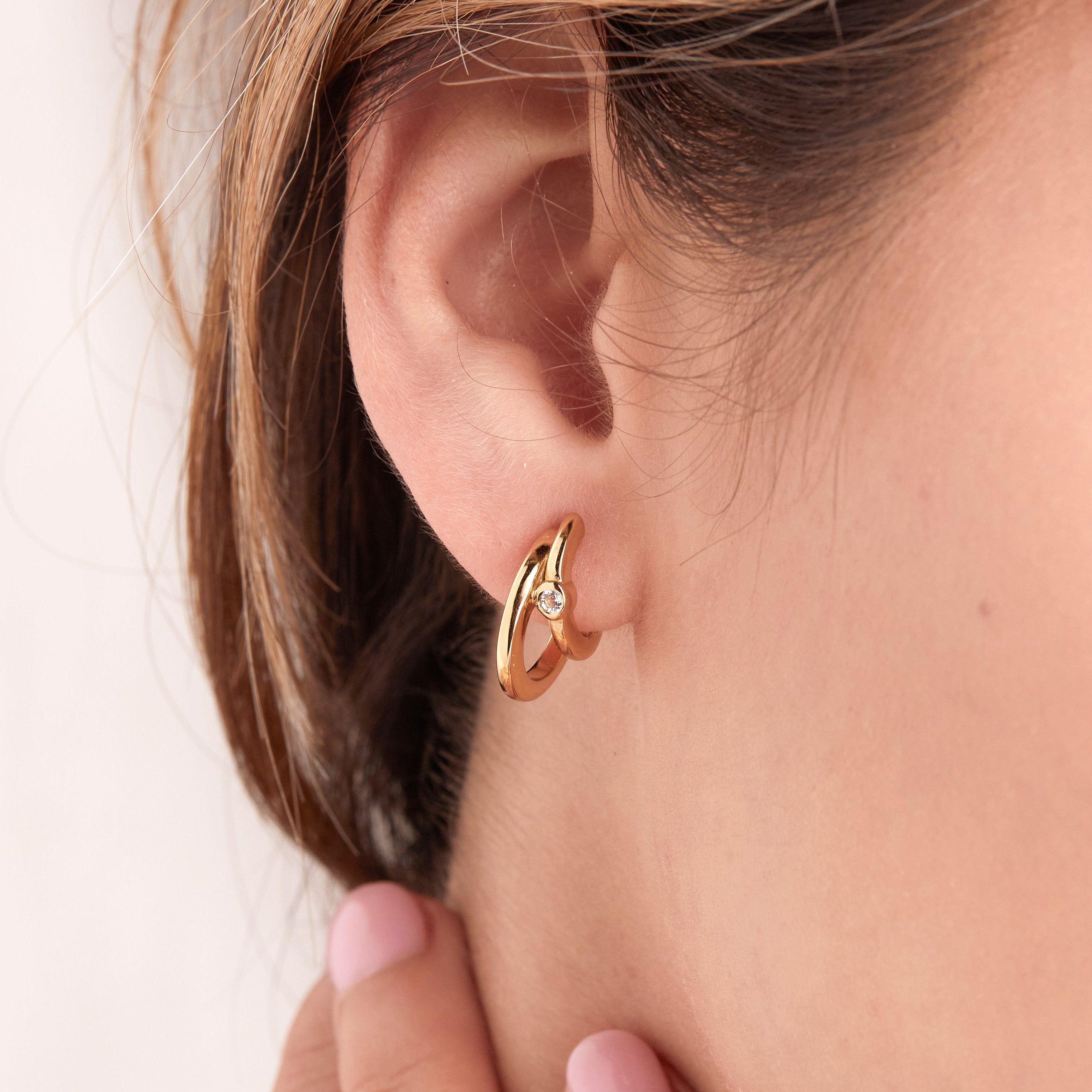 Gold Dynamic Double Hoop Earring