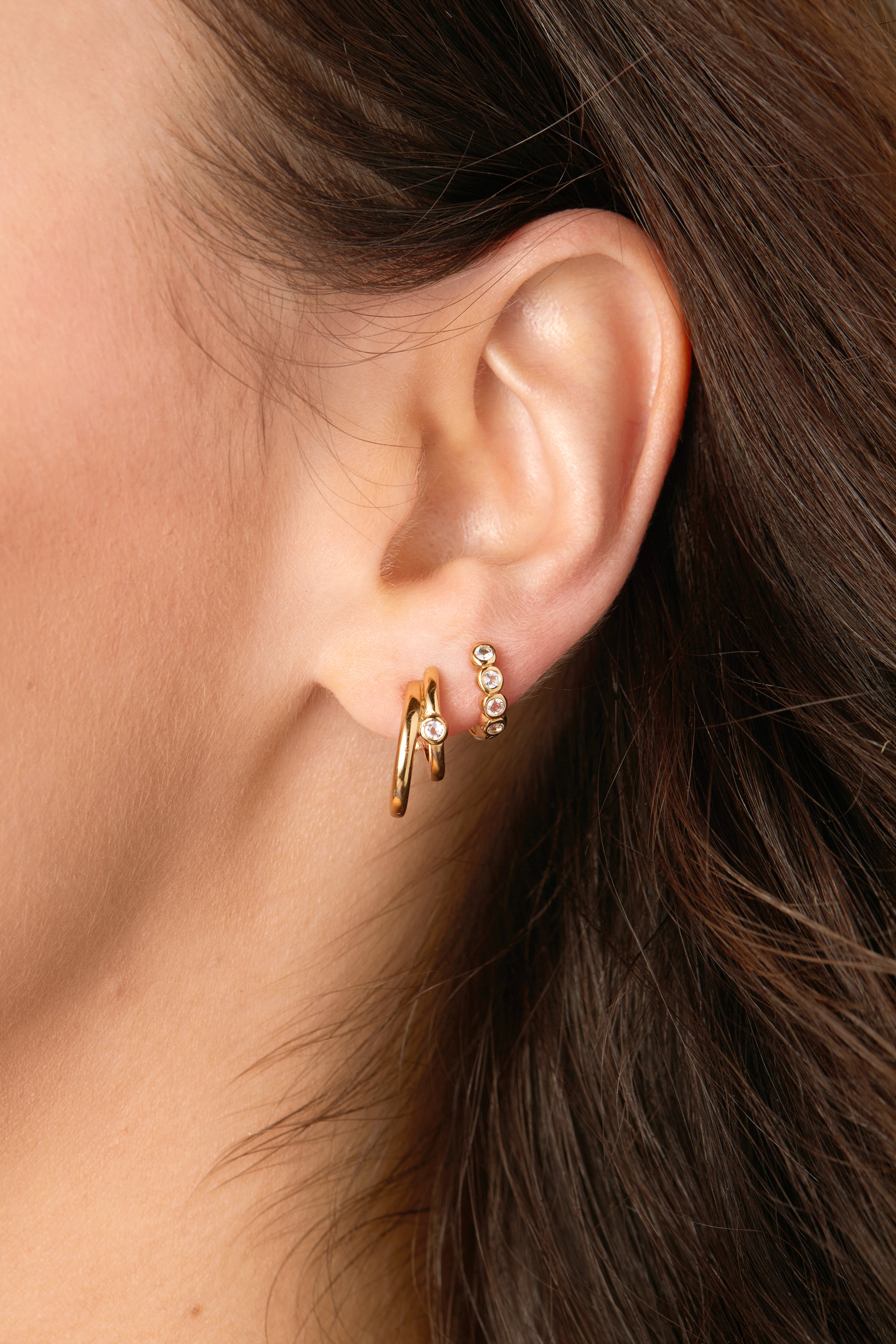 Gold Dynamic Double Hoop Earring