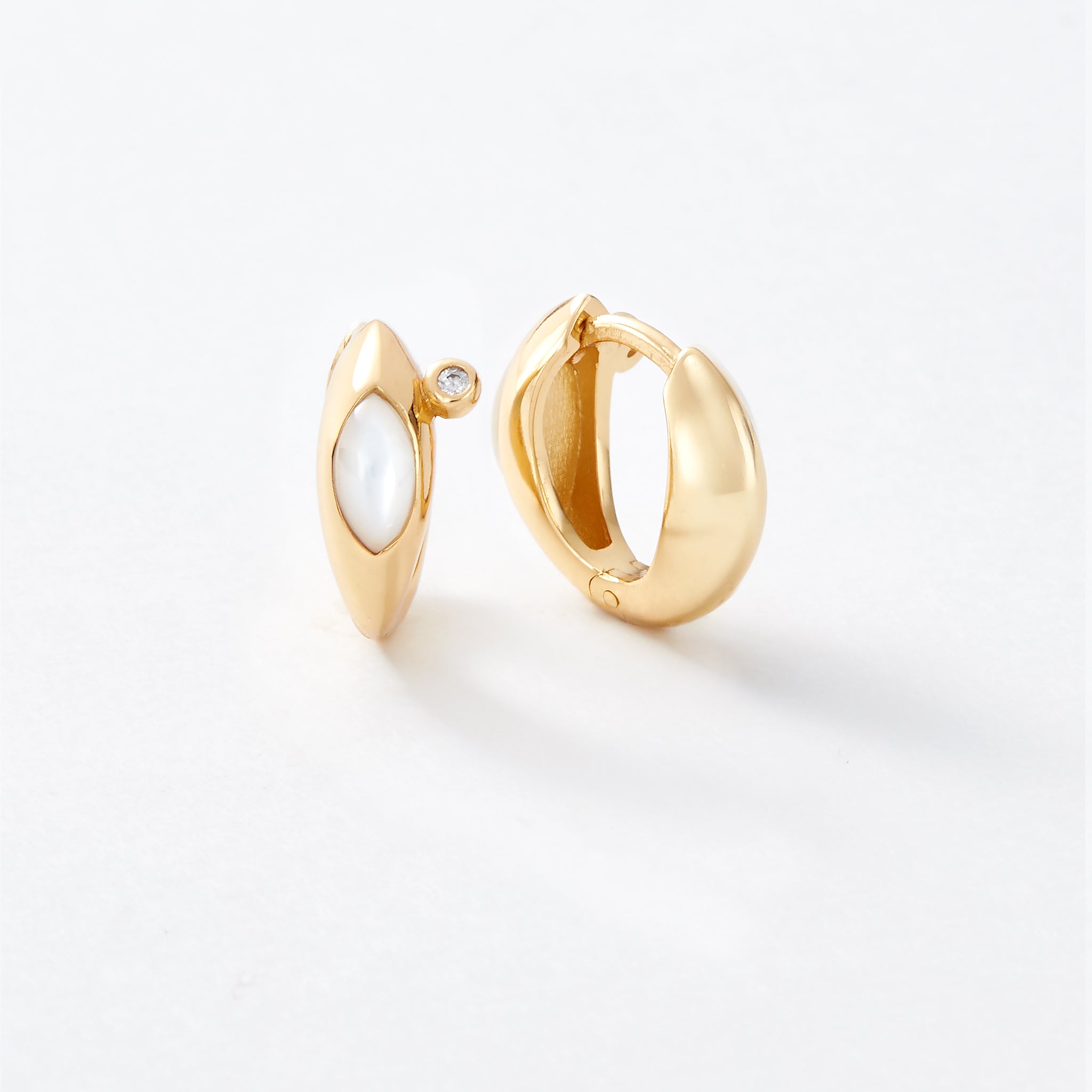 Iris Reversible Gold Huggie Hoops - Pre-Order (Shipping Begins 9/28)