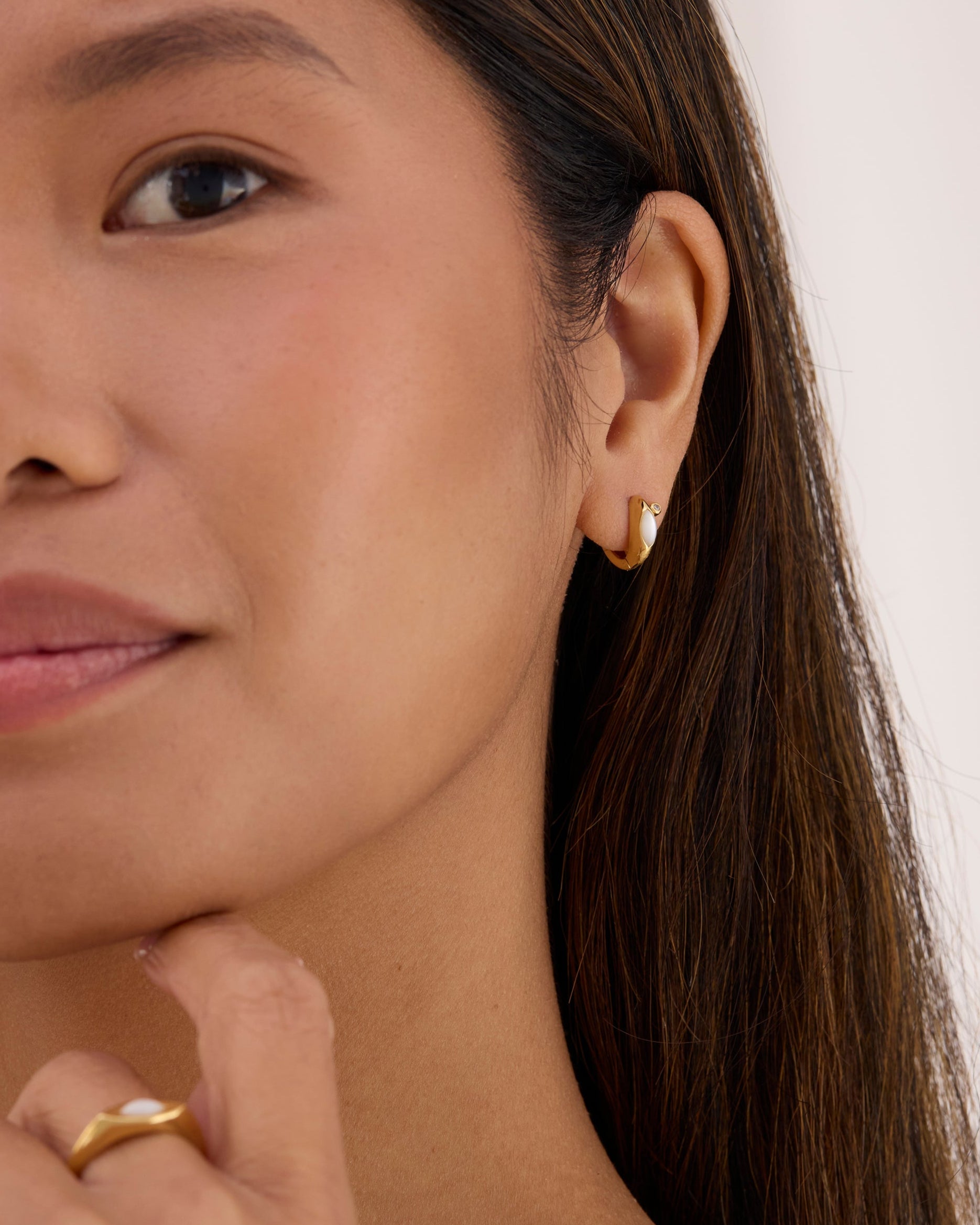 Iris Reversible Gold Huggie Hoops - Pre-Order (Shipping Begins 9/28)