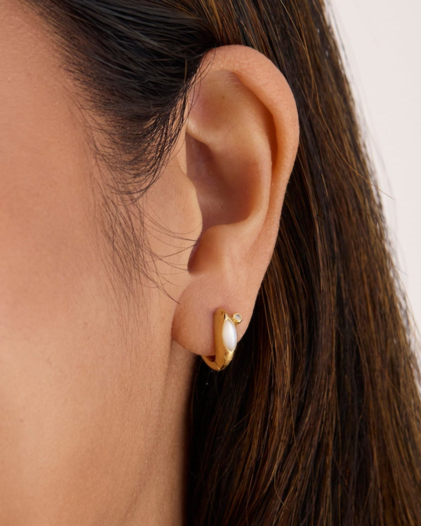 Iris Reversible Gold Huggie Hoops - Pre-Order (Shipping Begins 9/28)