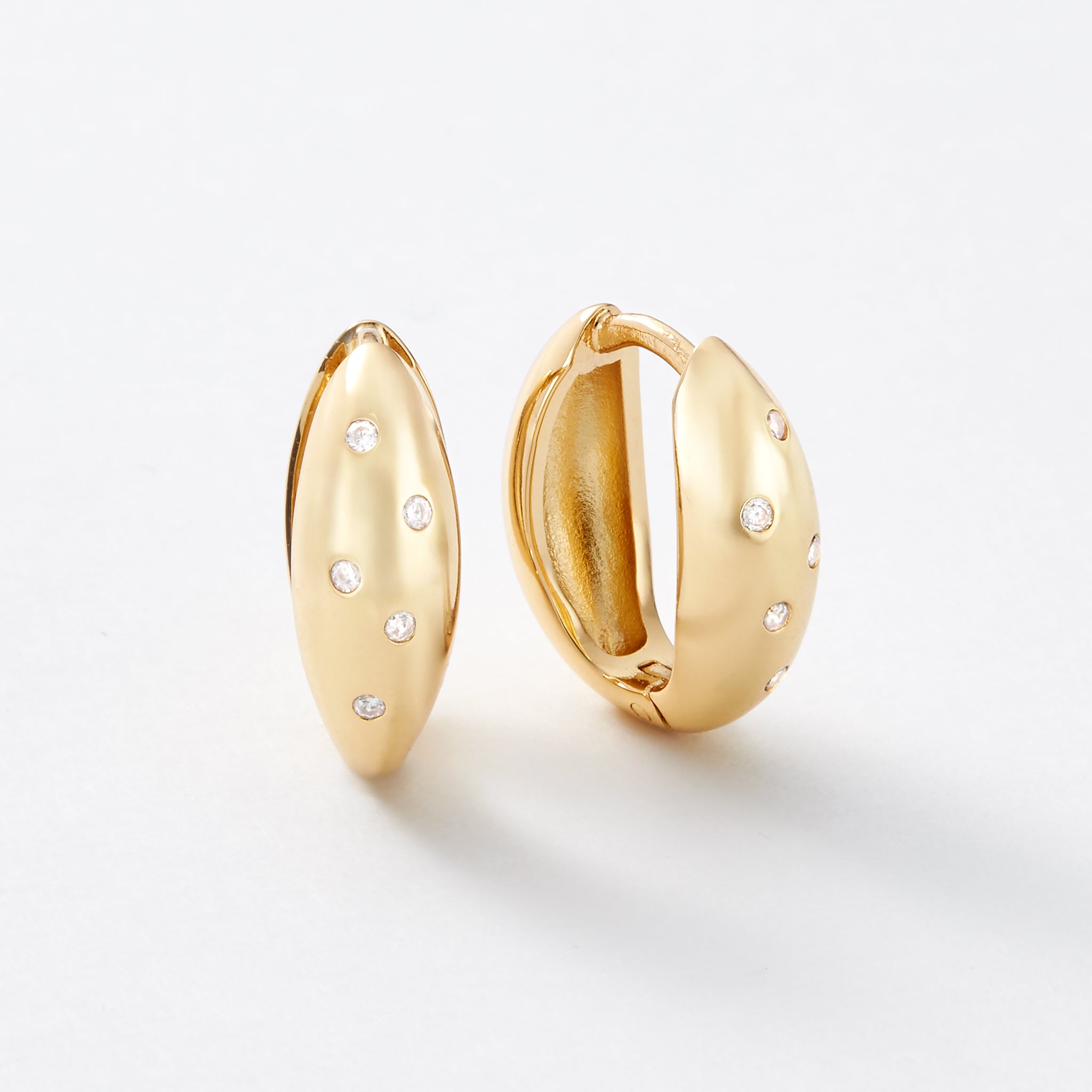 Viola Reversible Gold Huggie Hoop Earrings - Pre-Order (Shipping Begins 9/28)