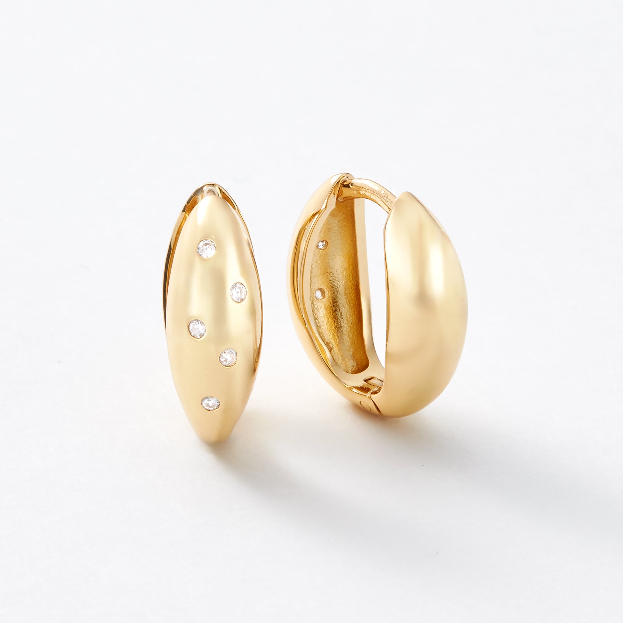 Viola Reversible Gold Huggie Hoop Earrings - Pre-Order (Shipping Begins 9/28)