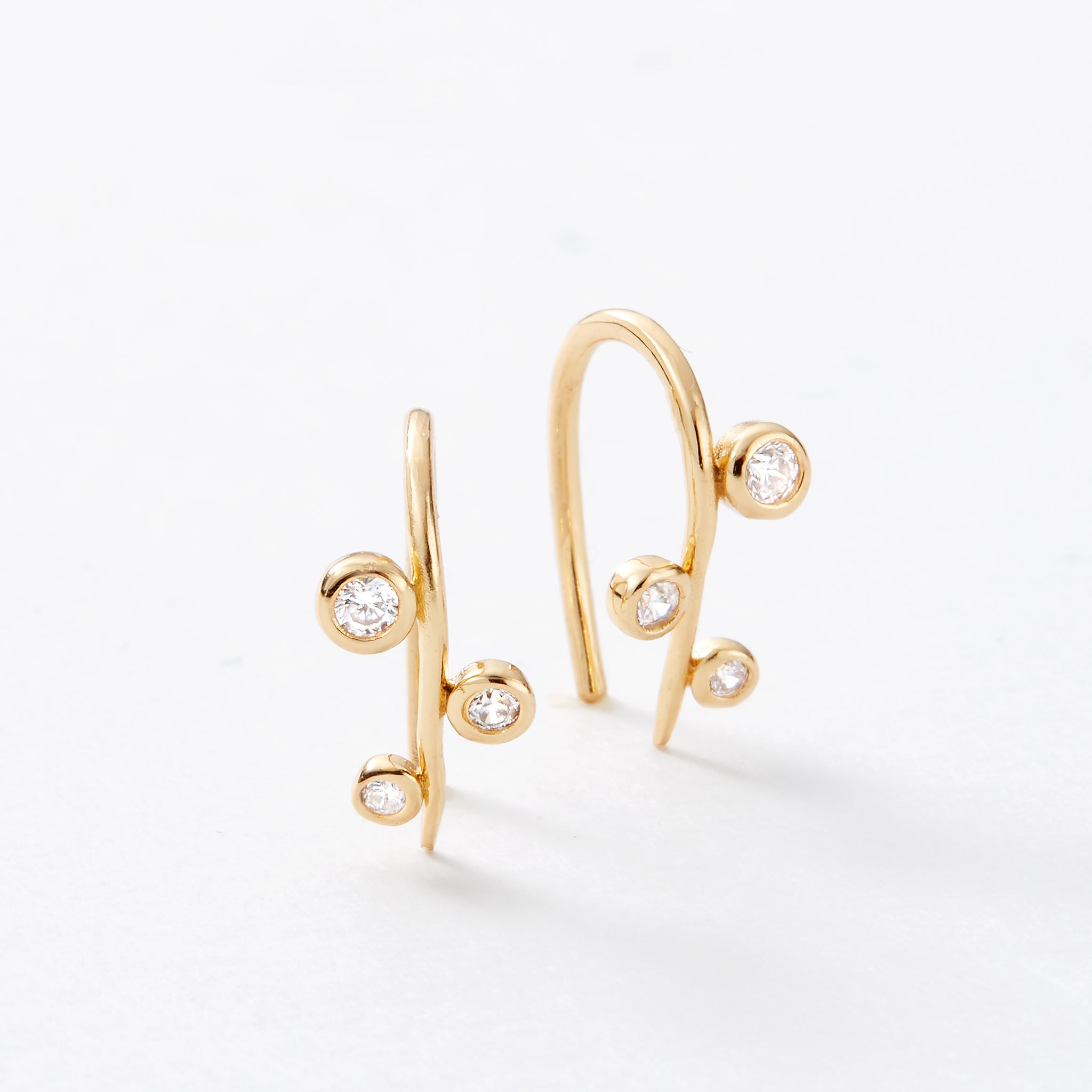 Aralia Fields Gold Earrings with White Topaz - Pre-Order (Shipping Begins 9/28)