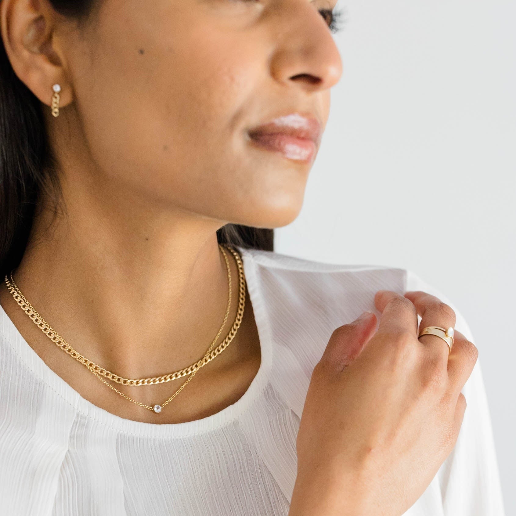 Modern, casual, gold layering necklaces to wear everyday.