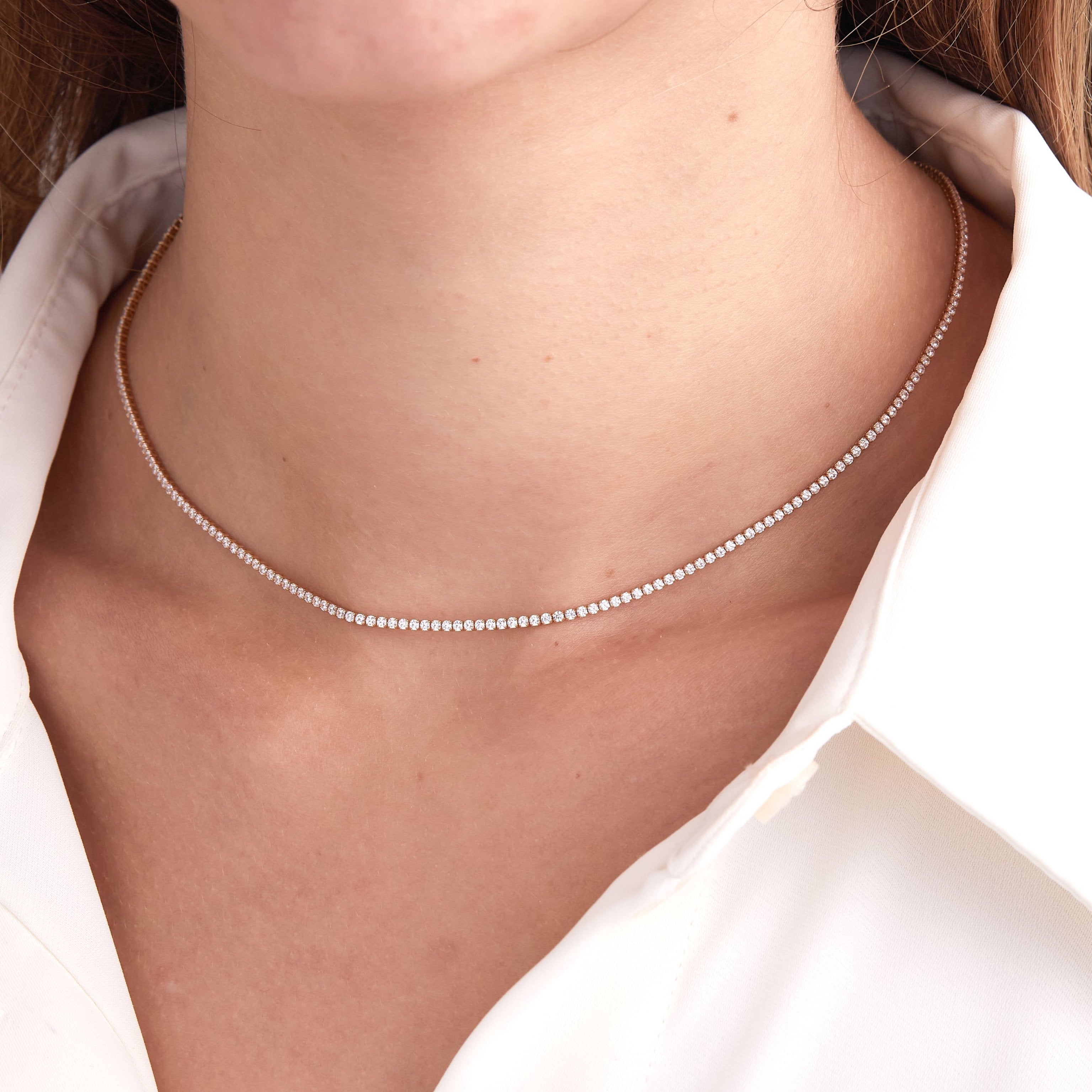 White Topaz Tennis Necklace