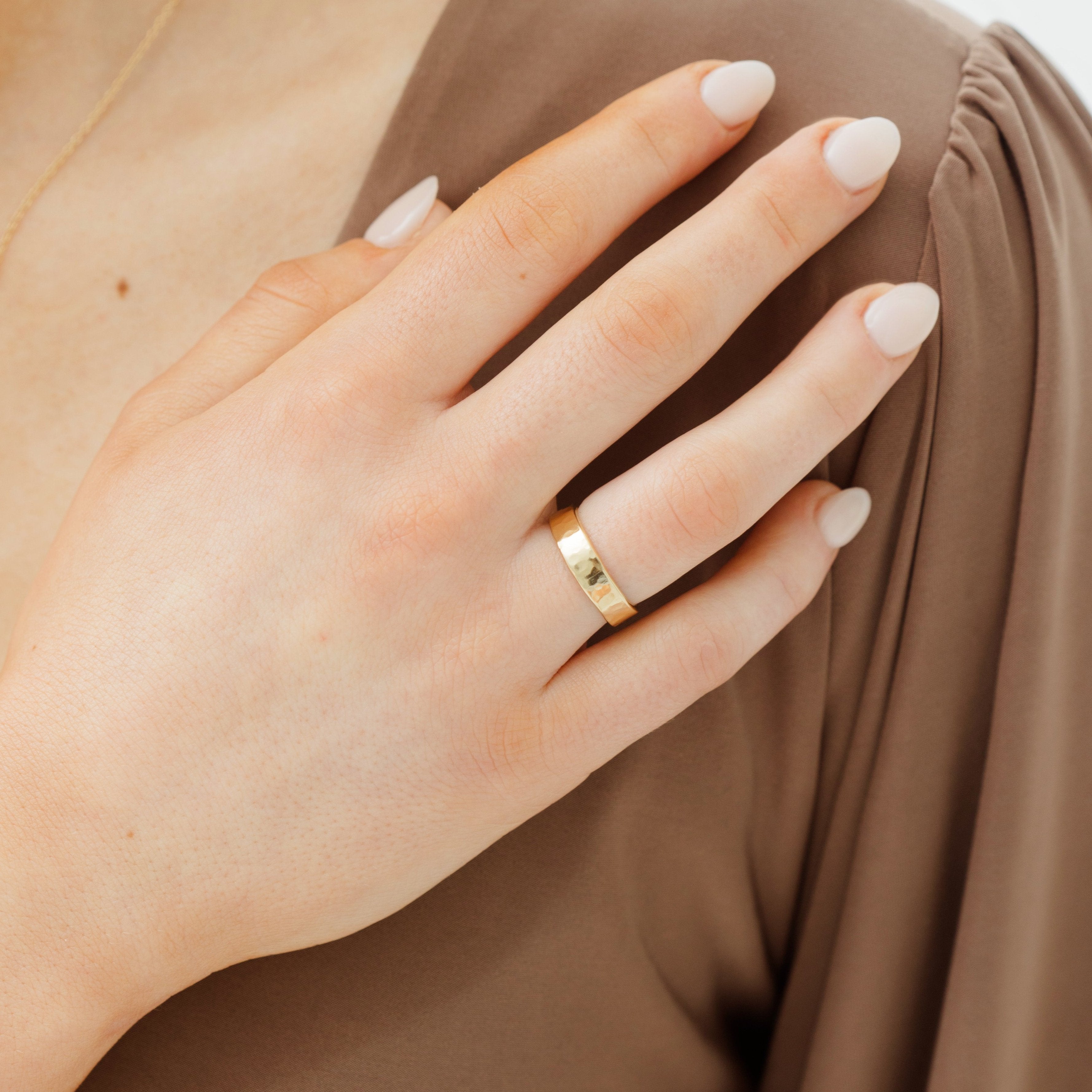 Golden Orbit Hammered Ring