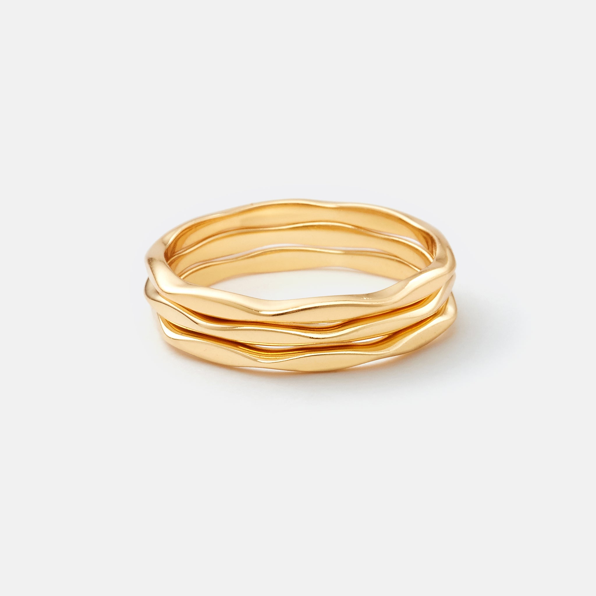 Gold Hammered Stacking Rings - Set of 3