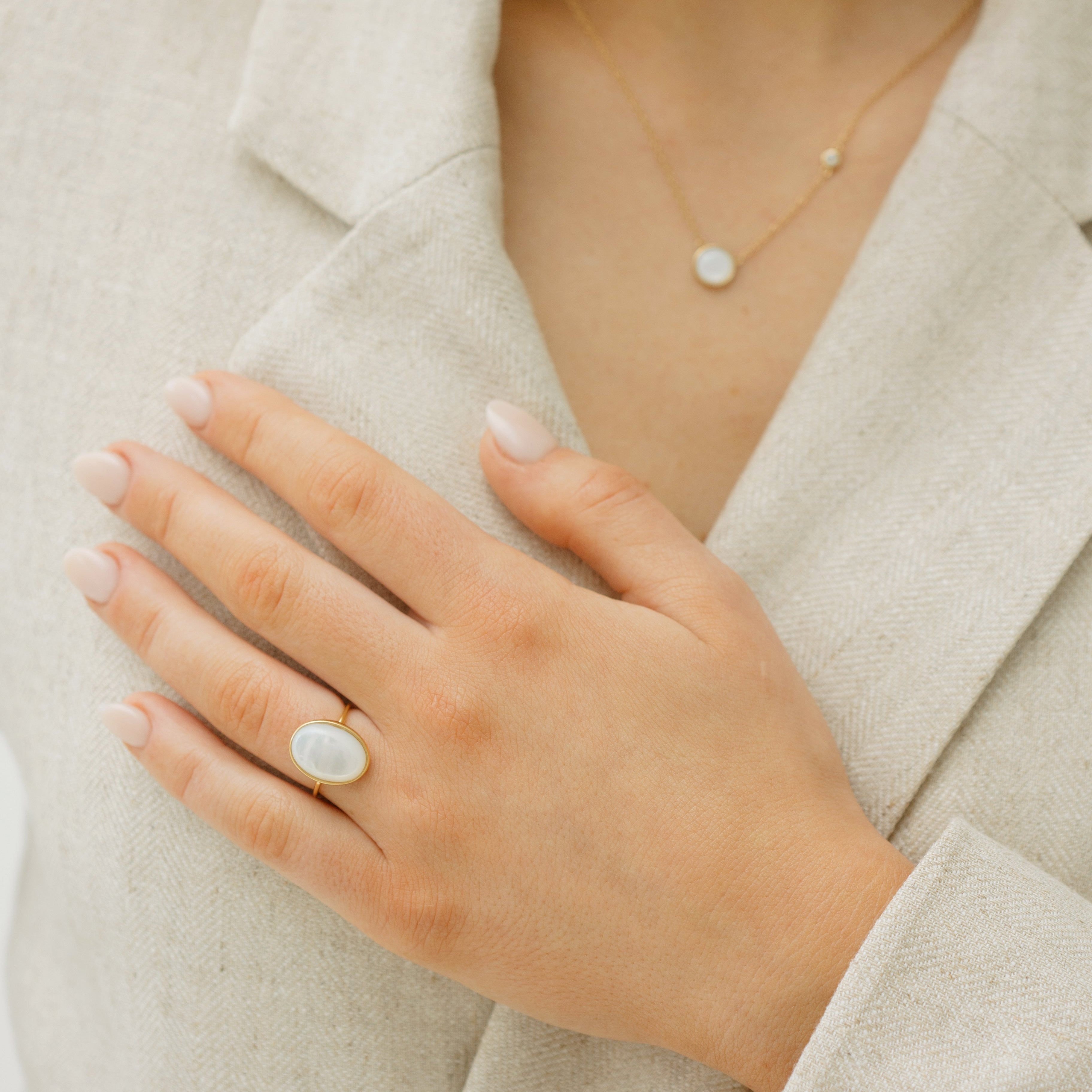 Gold Grande Oval Pearl Ring