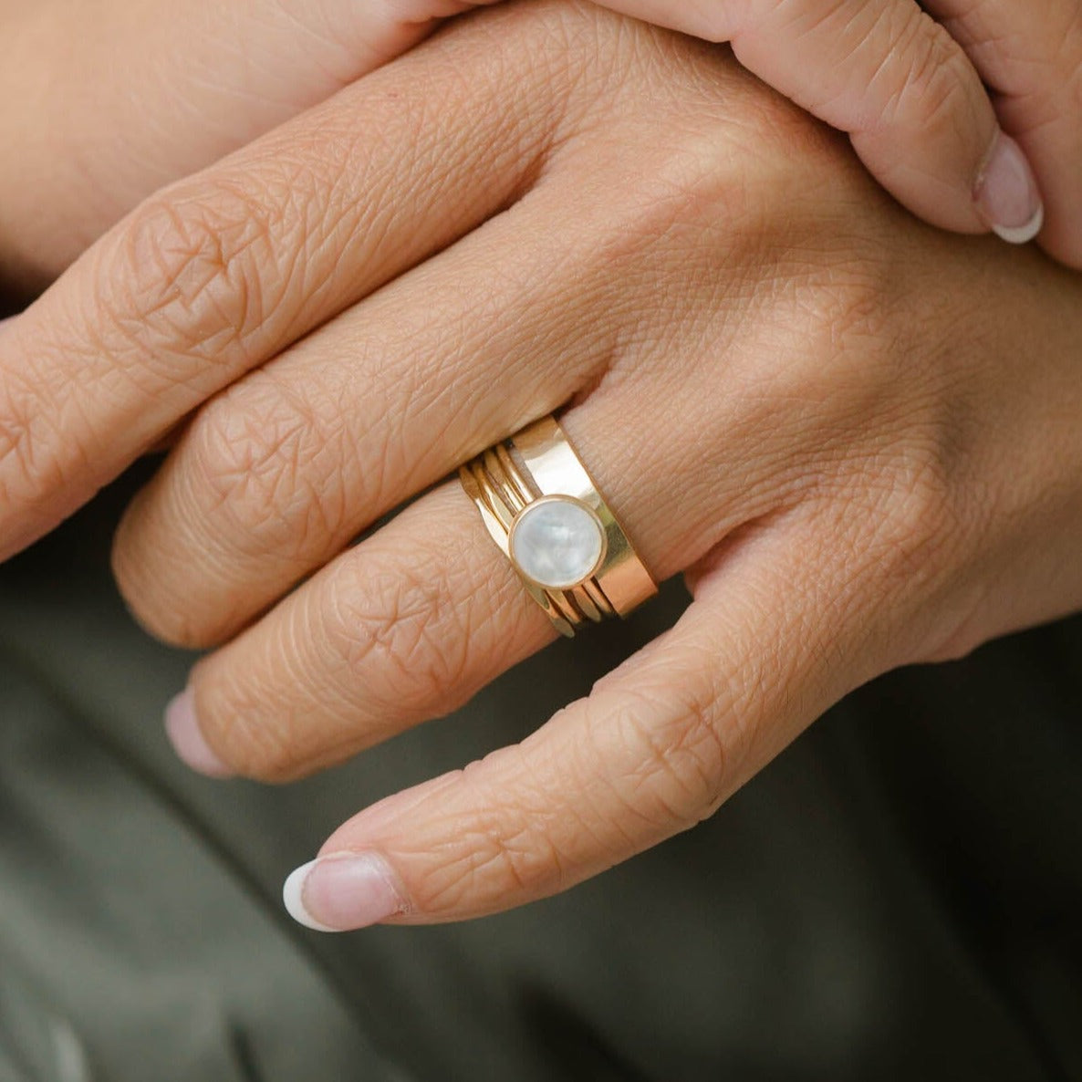 Stackable pearl ring.