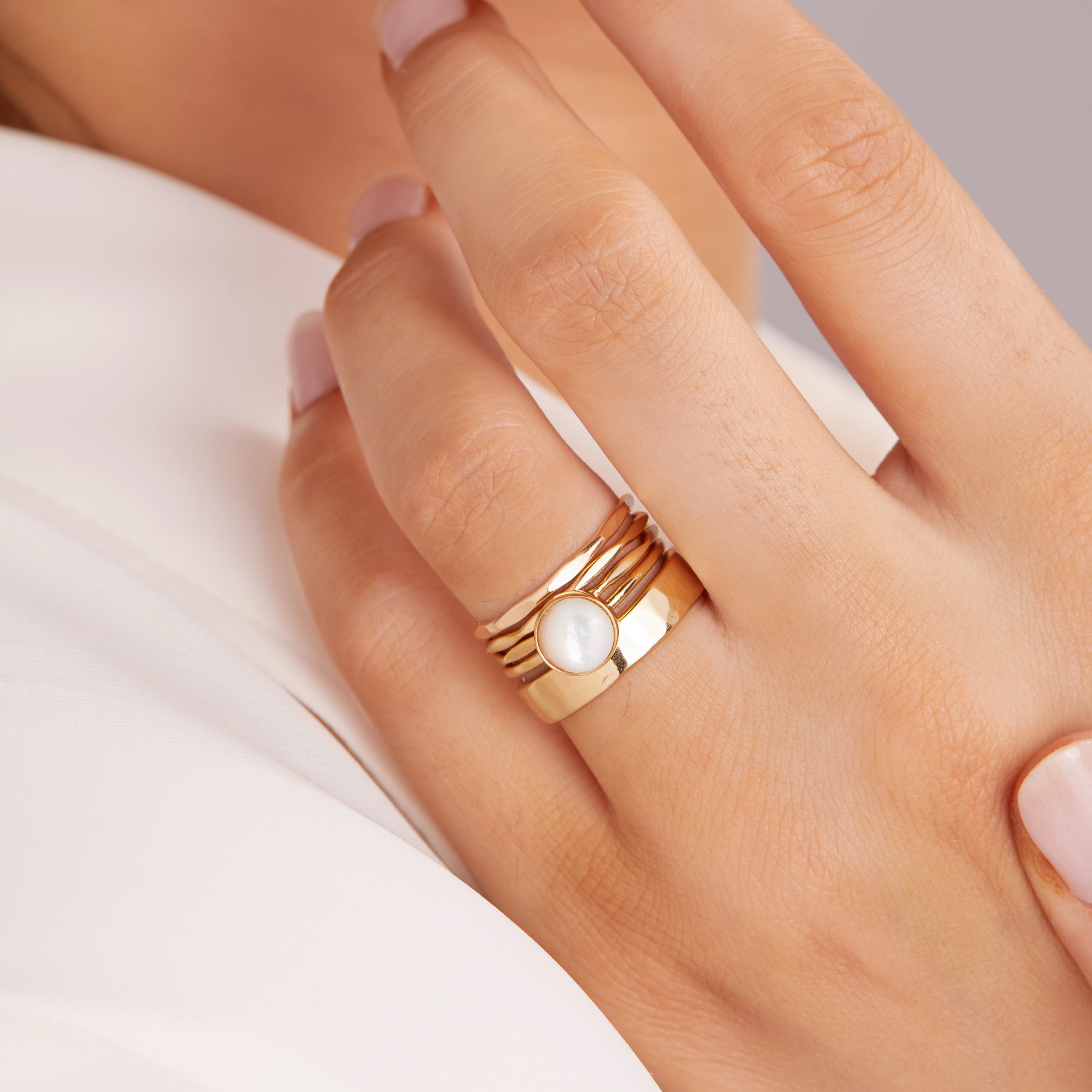 Golden Orbit Hammered Ring