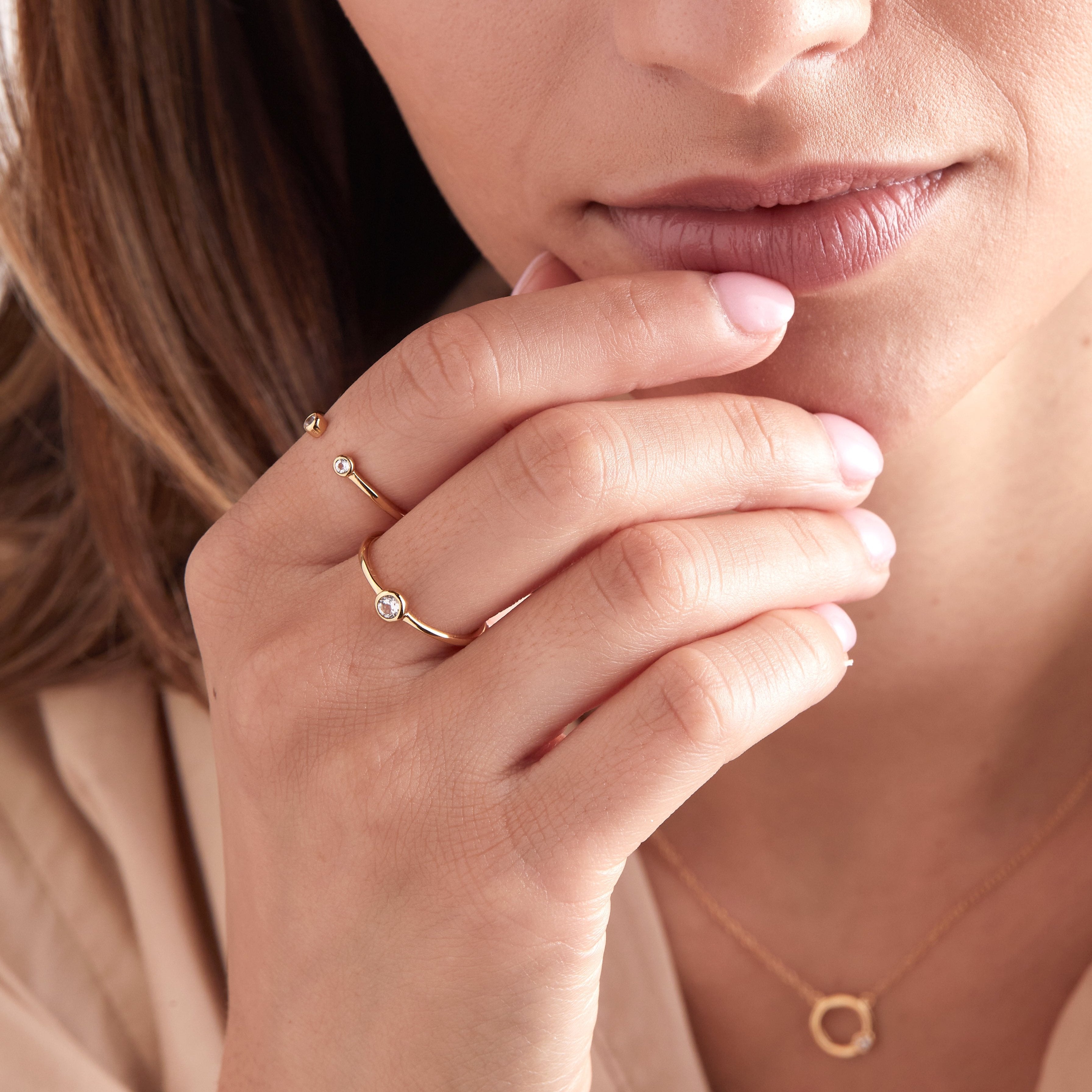 Open Ring with White Topaz