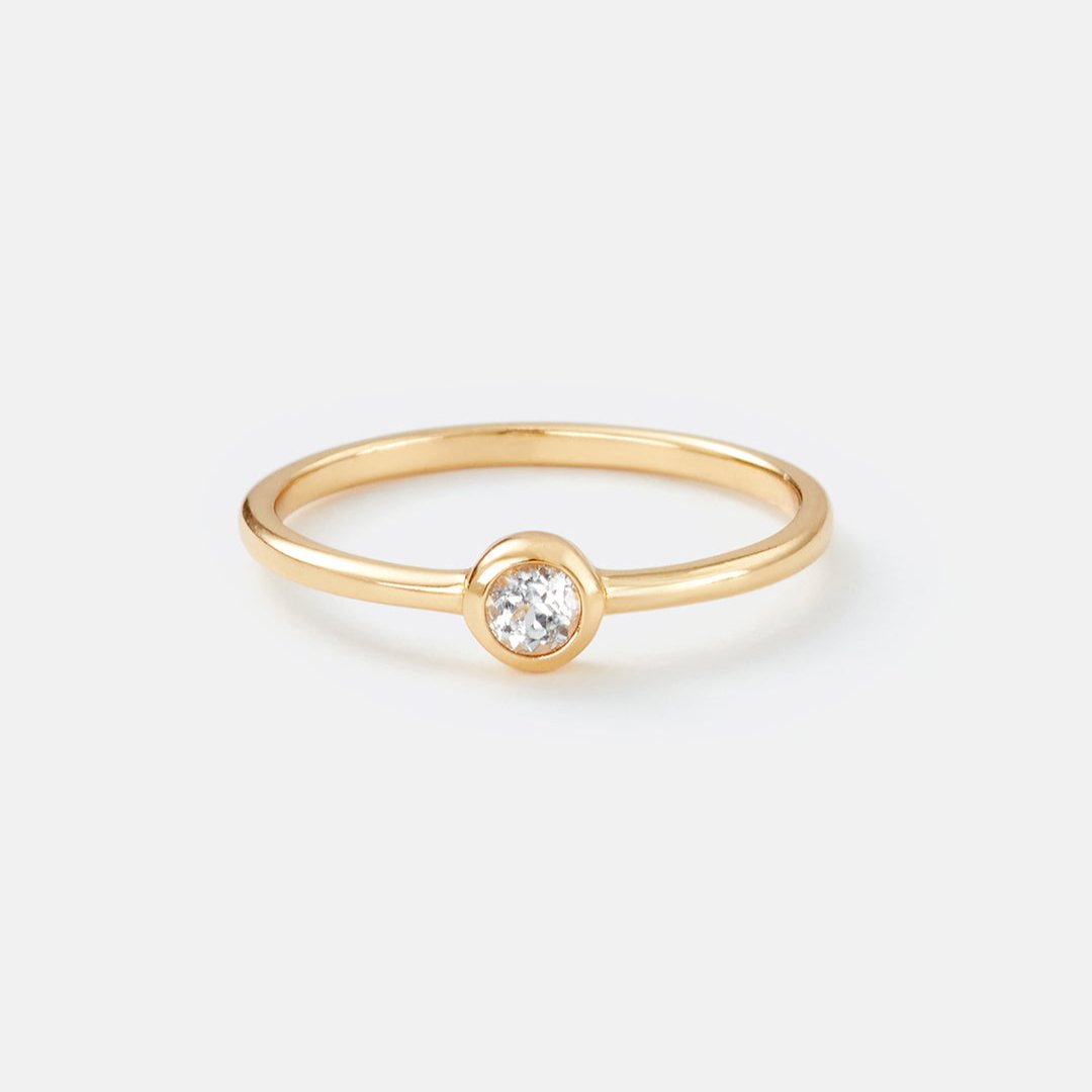 Gold Big Brilliant White Topaz Ring