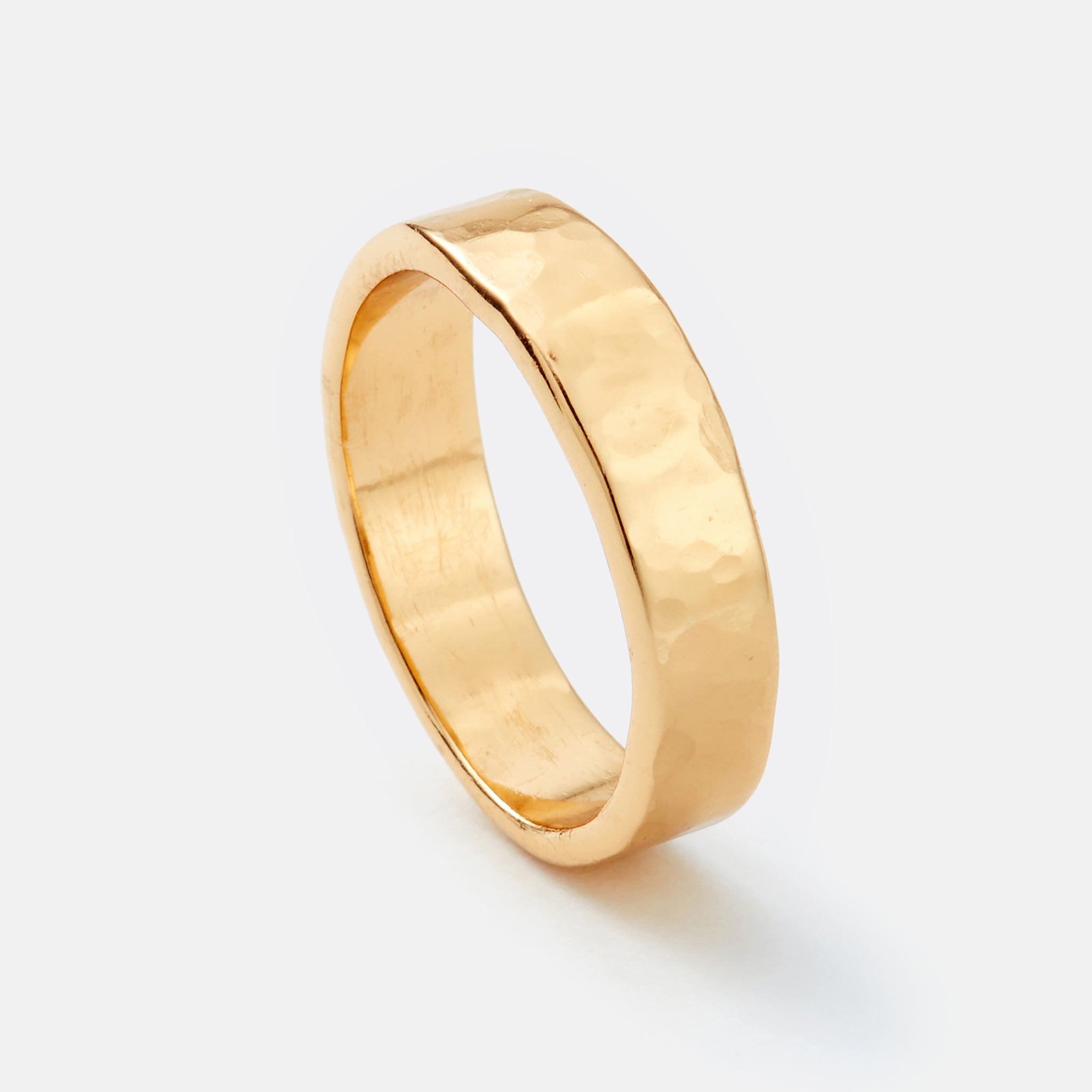 Golden Orbit Hammered Ring