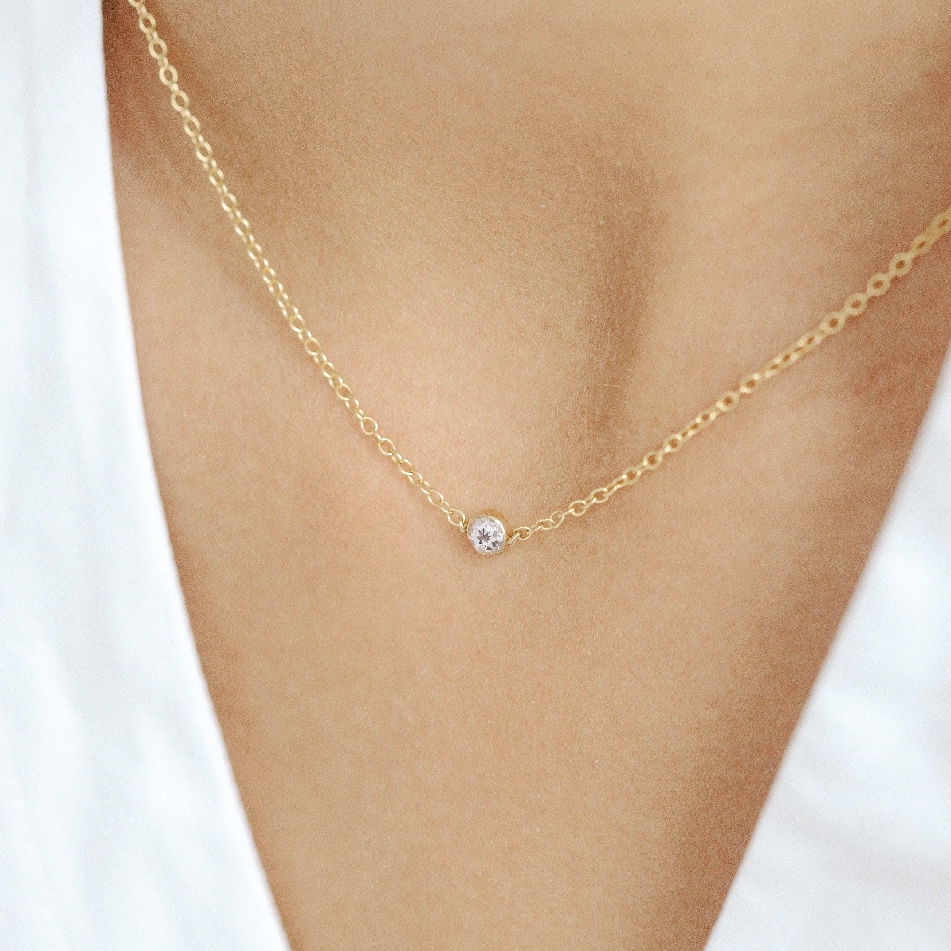 simple understated white topaz necklace