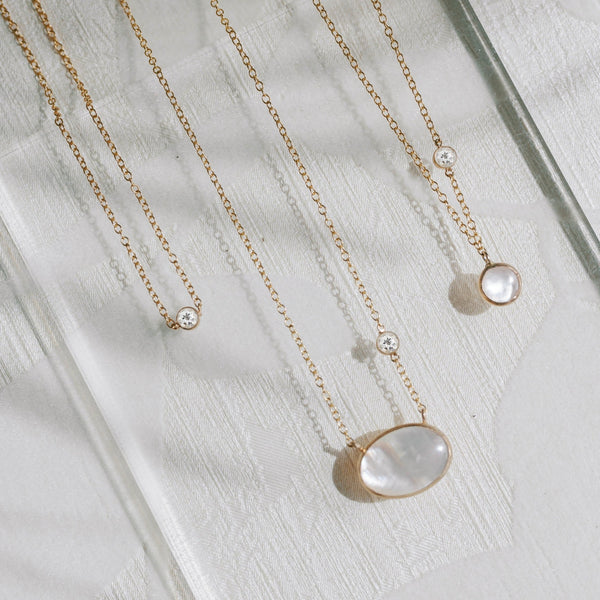 Gold Oval Pearl Necklace